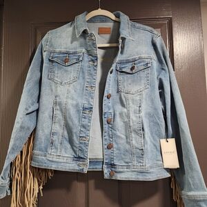 Judy Blue Light Blue Denim Jacket with Fringe